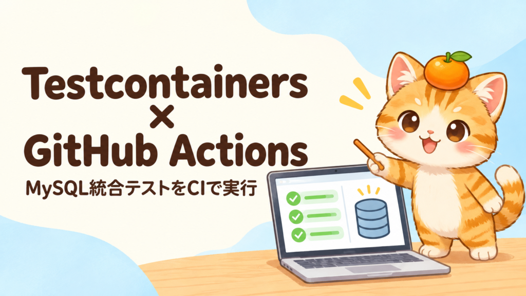 TestcontainersとGitHub ActionsでMySQL統合テストを実行するイメージ